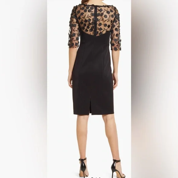 Eliza J NWT ABSOLUTELY STUNNING SIZE 6 Black Social Lace Sleeve Scuba Dress - Picture 2 of 8